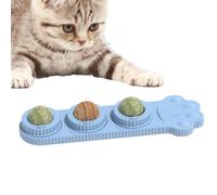 Bolas de gato que se pegan a la pared,Bola de pared con gata, bolas para lamer para gatitos, juguetes con bolas de gato para gatos de pared, juguetes para limpiar los dientes para lamer
