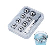 Bolas de Hielo Reutilizables para Vino,8 Esferas Frías Reutilizables - Incluye Tenazas y Esferas de Hielo de Acero Inoxidable - Para Whisky, Vino, Cerveza, Leche, Bebida, Bebidas, Hogar