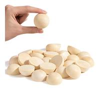 Bolas de madera divididas de 1.5 pulgadas, medias bolas de madera de 40 mm, cuentas de madera sin terminar para manualidades y suministros de arte (60 unidades)
