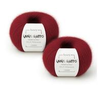 Bolas de Mohaire Seda para tejer, Lana de Gato Luxury Silk Mohair Line, 50 gr., 424 mt, (Rojo - 6026, 2)