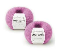 Bolas de Mohaire Seda para tricotar, Lana Gatto Luxury Silk Mohair Line, 50 gr., 424 mt, (Rosa - 30484, 2)