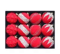 Bolas De Natal, Decoración Arbol Navidad 12 Bolas navideñas de Terciopelo, Adornos flocados Verdes irrompibles, decoración for árbol, Bola Colgante 80 mm for Fiestas y Bodas(Style-1)