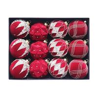 Bolas De Natal, Decoración Arbol Navidad 12 Bolas navideñas de Terciopelo, Adornos flocados Verdes irrompibles, decoración for árbol, Bola Colgante 80 mm for Fiestas y Bodas(Style-4)