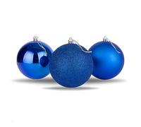 Bolas de Navidad, 3 Unidades, 10 cm, Color Azul, inastillable, decoración de árbol de Navidad, Adornos de Bolas, Decoraciones Colgantes de Navidad, decoración navideña, Brillante, Mate, Purpurina