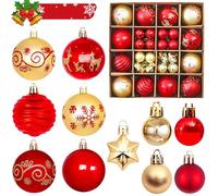Bolas de Navidad,44 Piezas Adornos Arbol Navidad,Juego de Bolas de Navidad,inastillable Colgante Bola de Navidad,Bolas Arbol de Navidad Natal Decoração con Cordón para Decoración Navidad,Cumpleaños
