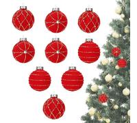 Bolas de Navidad - 9 Piezas con navideños con pedrería - de árbol de Invierno con Lentejuelas | para Boda, Interior, Exterior, Puerta, casa, Fiesta, salón,