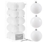 Bolas de Navidad Blancas 20 Piezas 8 cm Estable a Fractura de Plástico Brocado Perlas Brillantes Mates Bolas de Árbol de Navidad Blancas para Decoración de Navidad Elegante Adorno Navideño - SPRINGOS