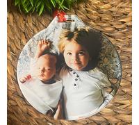 Bolas de Navidad con Foto Personalizadas, Adorno Árbol Navidad de metacrilato en Varias Medidas con impresión UV,Bolas de Navidad Personalizables para Familia, Personalizado