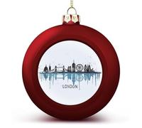 Bolas de Navidad con silueta de Londres, adornos de Navidad, Reino Unido, Londres, acuarela, horizonte, bola colgante decorativa para árboles de Navidad, fiesta de vacaciones, regalo de Año Nuevo