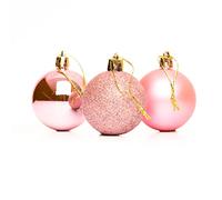 Bolas de Navidad de 60 mm/18 Unidades, inastillables, Color Rosa pálido, decoración de árbol de Navidad, Bolas de Adorno de Navidad, decoración Colgante de Navidad, decoración navideña, Brillante,