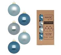 Bolas de Navidad de cristal, 4 cm x 36 unidades, en caja de cartón, pequeñas bolas de Navidad, azul, azul claro