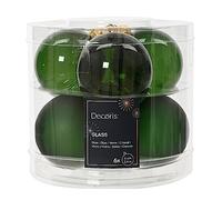 Bolas de Navidad de cristal, 6 cm x 6 unidades, color verde pino y bosque