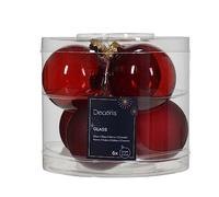 Bolas de Navidad de cristal, 6 cm x 6 unidades, diseño de sangre de buey, color rojo burdeos