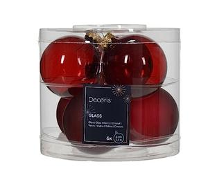 Bolas de Navidad de cristal, 6 cm x 6 unidades, diseño de sangre de buey, color rojo burdeos