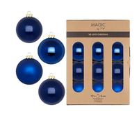 Bolas de Navidad de cristal, 8 cm, 12 unidades, mate y brillante, para Navidad, color azul real