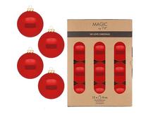 Bolas de Navidad de cristal, 8 cm, 12 unidades, mate y brillante, para Navidad, decoración para árbol de Navidad y decoración para árbol de Navidad, color rojo moderno