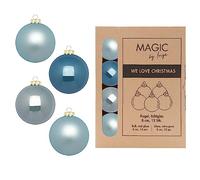 Bolas de Navidad de cristal, 8 cm x 12 unidades, en caja de cartón, color azul claro