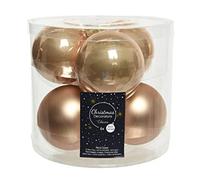 Bolas de Navidad de cristal, 8 cm x 6 unidades, color beige, crema, arena, marrón claro, caramelo