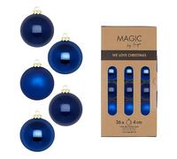 Bolas de Navidad de cristal de 4 cm, 36 unidades, mate y brillante, pequeñas bolas para árbol de Navidad, color azul real