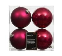Bolas de Navidad de plástico, 10 cm, 4 unidades, clásicas e irrompibles, bolas para árbol de Navidad, adornos para árbol de Navidad y decoración de árbol de Navidad, color rosa festivo