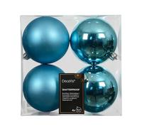 Bolas de Navidad de plástico, 10 cm, 4 unidades, clásicas e irrompibles, bolas para árbol de Navidad, adornos para árbol de Navidad y adornos para árbol de Navidad, color azul folclore