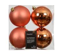 Bolas de Navidad de plástico, 10 cm, 4 unidades, clásicas e irrompibles, para Navidad, color naranja cálido