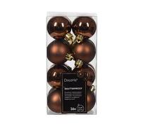 Bolas de Navidad de plástico, 4 cm x 16 unidades, irrompibles, color marrón