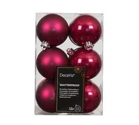 Bolas de Navidad de plástico, 6 cm, 12 unidades, clásicas e irrompibles, bolas para árbol de Navidad, adornos para árbol de Navidad y decoración de árbol de Navidad, color rosa festivo
