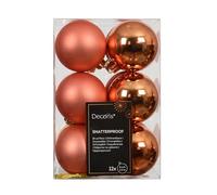 Bolas de Navidad de plástico, 6 cm, 12 unidades, clásicas e irrompibles, para Navidad, color naranja cálido