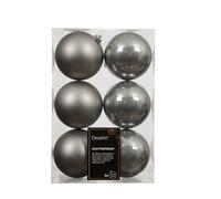 Bolas de Navidad de plástico, 8 cm, 6 unidades, clásicas e irrompibles, para Navidad, color gris