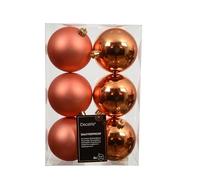 Bolas de Navidad de plástico, 8 cm, 6 unidades, clásicas e irrompibles, para Navidad, color naranja cálido