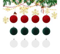 Bolas de Navidad de terciopelo, 12 unidades, decoración navideña, colgante para festival, planificador, oficina, escalera, alféizar de la chimenea, pared, jardín, patio trasero, sala de estudio