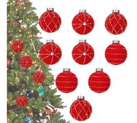Bolas de Navidad de Terciopelo | Decoración navideña de 9 Piezas con pedrería - de árbol de Invierno con Lentejuelas, para Boda, Interior, Exterior, Puerta, casa, Fiesta, salón