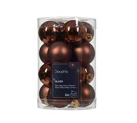 Bolas de Navidad de vidrio 35 mm x 16 unidades, pequeñas bolas de árbol de Navidad en color marrón café - marrón chocolate - marrón castaño - marrón cobre - canela