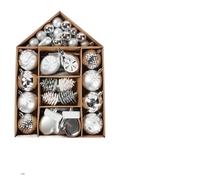 Bolas de Navidad,Decoracion Navidad Juego de 70 Bolas navideñas Varios tamaños, exquisitas Decoraciones for Fiestas, for Decorar el árbol(Silver White)