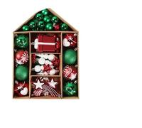 Bolas de Navidad,Decoracion Navidad Juego de 70 Bolas navideñas Varios tamaños, exquisitas Decoraciones for Fiestas, for Decorar el árbol(Red Green White)