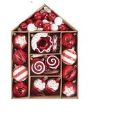 Bolas de Navidad,Decoracion Navidad Juego de 70 Bolas navideñas Varios tamaños, exquisitas Decoraciones for Fiestas, for Decorar el árbol(Red and White 2)