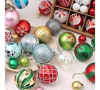 Bolas de Navidad, DUOJIN 44 Piezas Juegos de pequeñas Joyas navideñas de plástico, Decoración navideña con Percha Bola del árbol de Navidad Decoraciones navideñas Fiesta