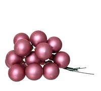 Bolas de Navidad en cristal de alambre, 2 cm x 12 unidades, bayas espejadas mate, pequeñas bolas decorativas, decoración para árbol de Navidad y decoración navideña, rosa vintage