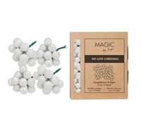 Bolas de Navidad en cristal de alambre, 2 cm x 144 unidades, bayas espejadas brillantes, pequeñas bolas decorativas para Navidad, mini adornos para árbol de Navidad y decoración navideña, color blanco