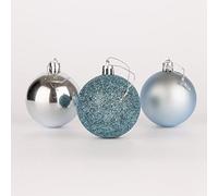 Bolas de Navidad inastillables de 60 mm/18 Unidades, Color Azul Claro, Decoraciones de árbol de Navidad, Bolas de Adorno de Navidad, Decoraciones Colgantes de Navidad, decoración navideña, Brillante,
