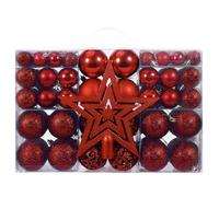 Bolas De Navidad, Juego de 101 Bolas Navideñas con Bolas Decorativas Navideñas de ∅3, 4 y 6 cm y Adornos de Estrellas Rojas de Cinco Puntas de 18 cm para Navidad, Año Nuevo, Fiestas y Decoraciones