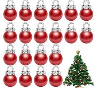 Bolas de Navidad Miniatura Rojas 1 cm - 20 Unidades minibolas Decorativas para árbol, Manualidades navideñas y Adornos DIY