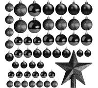 Bolas de Navidad Negras EcoNour (Paquete de 50) - Bolas irrompibles para Adornos y árboles de Navidad