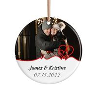 Bolas de Navidad Personalizadas con Fotos 2023, Adorno Navideño Personalizado de Cerámica para Parejas, Regalos Originales de Navidad para Familiares y Amigos