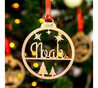 Bolas de Navidad Personalizadas con Nombre y Silueta de Madera Stikets (1, Madera)