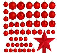 Bolas de Navidad Rojas EcoNour (Paquete de 50) - Bolas irrompibles para Adornos y árboles de Navidad