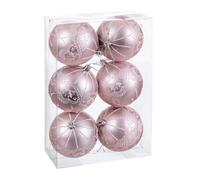 Bolas de Navidad Rosa Plástico 8 cm (6 Unidades) - Marca: BigBuy Christmas - EAN: 8445147222311