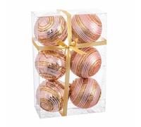Bolas de Navidad Rosa Plástico Espiral 8 x 8 x 8 cm (6 Unidades)