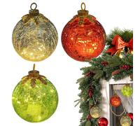 Bolas De Navideñas,3 Piezas con Pilas Festivas - Bolas Que Funcionan con Baterías para Decoración Navideña,para Chimenea Dormitorio Sala De Estar Cocina Bar Escuela Apartamento Fiesta Vacaciones